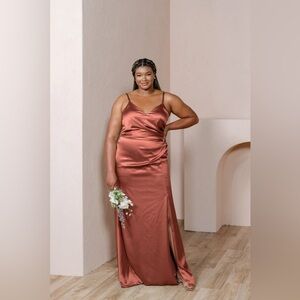 NWT Revelry Rory Satin Dress in Cinnamon Rose - 708